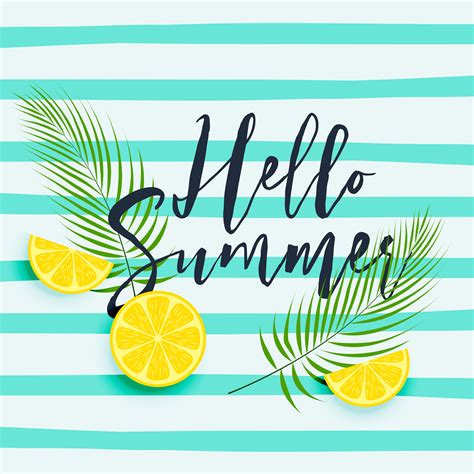 Fresh Lemon With Leaves Hellow Summer Background Download Free Vector
