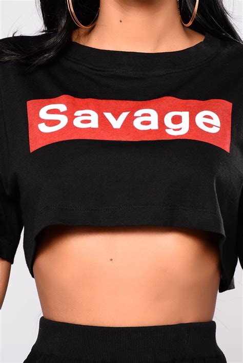 Savage Crop Tee Black Fashion Nova Graphic Tees Fashion Nova