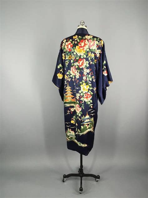 Vintage Kimono Silk Kimono Embroidered Silk Floral Etsy Vintage Kimono Kimono Silk