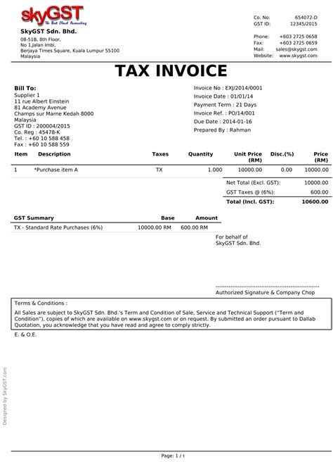 Format Of Tax Invoice Invoice Template Ideas