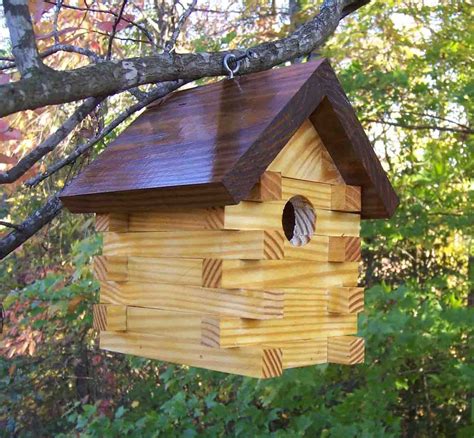 Cross Hatch Log Cabin Ish Birdhouse Garden Birdhouses Birdhouses Bird