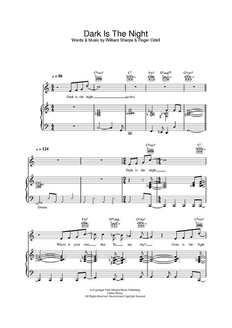 Dark Is The Night Sheet Music By Shakatak For Pianovocalchords
