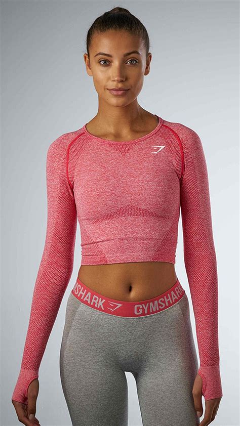 the most comfortable long sleeve crop top in sherbet pink for your workout with a classic
