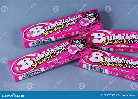 Bubblicious Strawberry Splash Gum American Brand Isolated Editorial