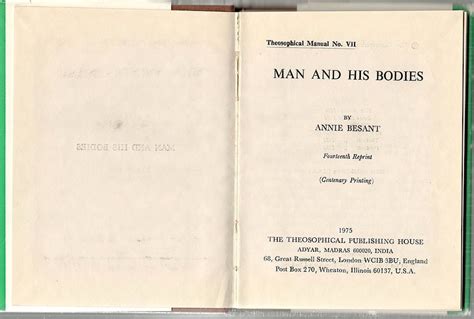Man And His Bodies Annie Besant Fourteenth Printing