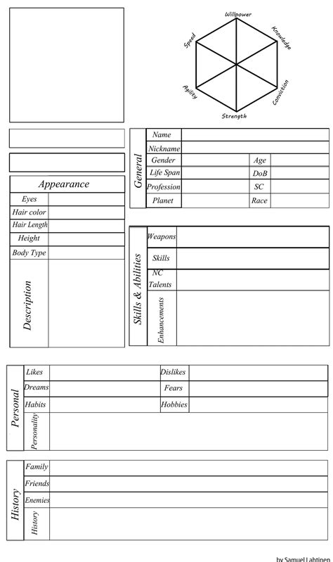 Detailed Character Profile Template by PrinceLink on DeviantArt