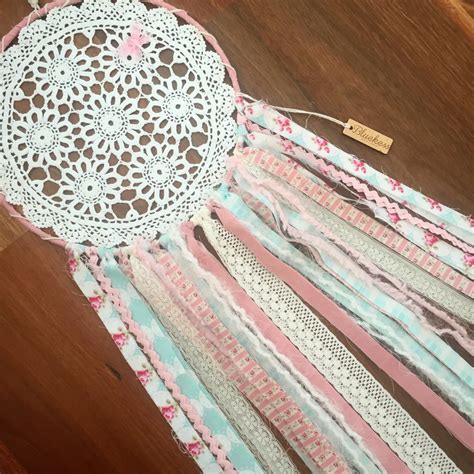 Pretty Boho Upcycled Vintage Dream Catcher In Pinks And Aqua