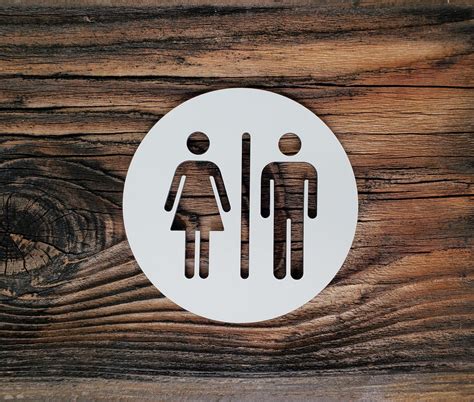 Restroom Door Sign Metal Unisex Bathroom Sign Gold All Gender Restroom Male And Fimale Toilet