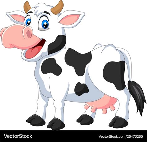 Cartoon Happy Cow Posing Isolated Royalty Free Vector Image