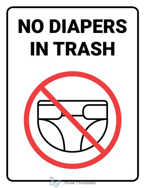 Printable No Diapers In Trash Sign