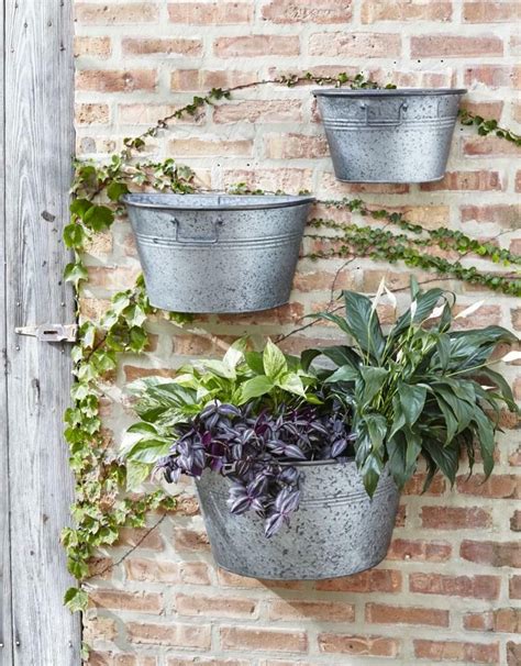 Melrose 3 Rustic Metal Half Tub Containers Wall Hanging Planter 12 10