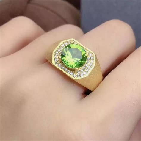 Natural Peridot Ring For Men Solid 925 Sterling Silver Aaa Etsy