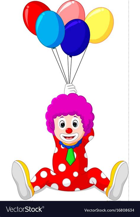 Clown Holding Colorful Balloon Vector Image On VectorStock Clown