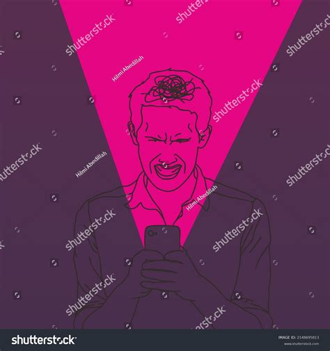 Lineart Illustration Man Who Cant Control Stock Vector Royalty Free