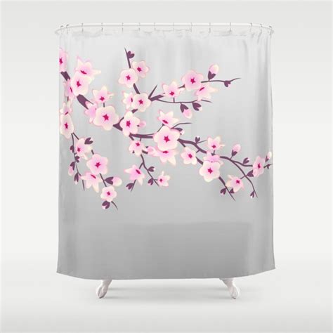 Cherry Blossom Pink Gray Shower Curtain By Nina Baydur Society6