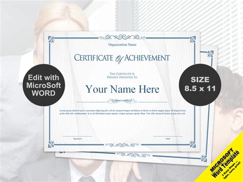 Scroll Certificate Of Achievement Template Digital Download With Scroll