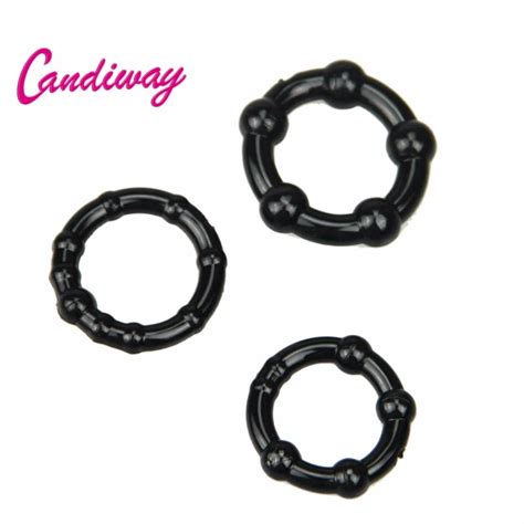 3pcsset Black Silicone Male Delay Lock Elastic Ring Cock Ring Penis Soft Adult Sex Toy Avoid