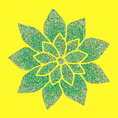 Mosaic Green Flower On Yellow Laura B Haw Art Celebrativity