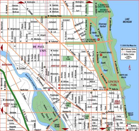 Road Map Of Chicago Lincoln Park Gold Coast Chicago Illinois