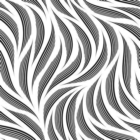 Seamless Black Vector Pattern Of Waves And Smooth Thin Linesmonochrome