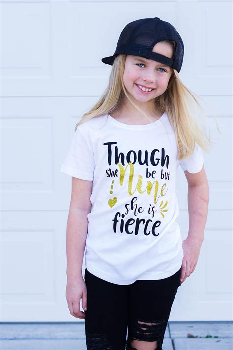 “though she be but nine she is fierce” birthday shirts birthday girl shirt 9 year old girl