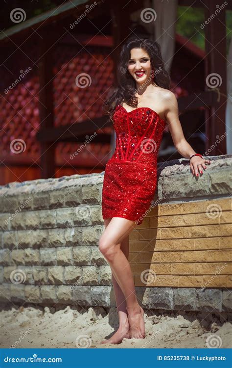 glamorous curvy brunette woman royalty free stock image 91719466