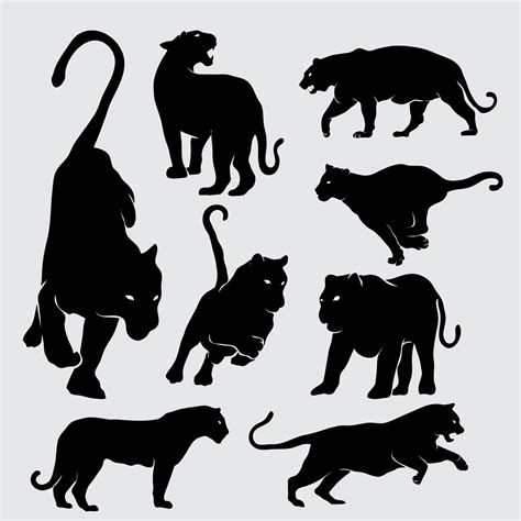 Black Panther Silhouette Vector Illustration Set 9100387 Vector Art At