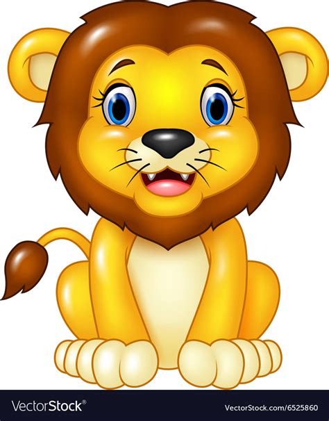 Happy Cartoon Lion Sitting Isolated Royalty Free Vector