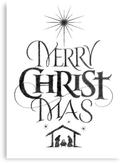 Religious Christian Calligraphy Merry Christmas Christ Mas Sketched