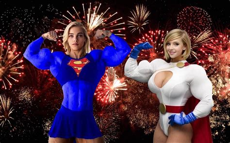 super girl and power girl celebrate female muscle by turbo99 on deviantart