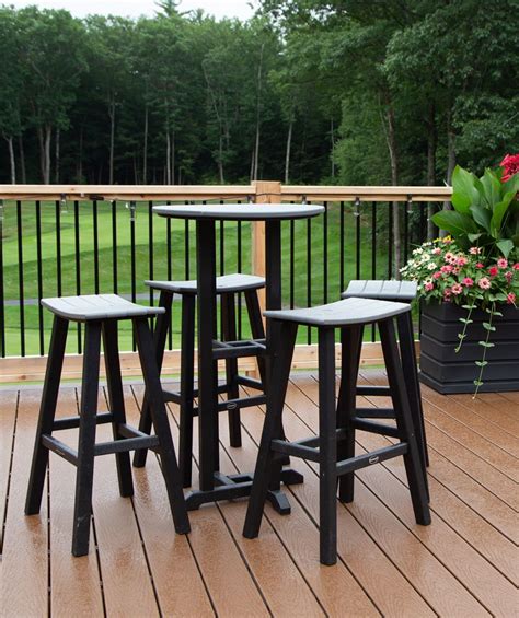 Polywood® Contempo Bar Height Table With Matching Saddle Seat Bar