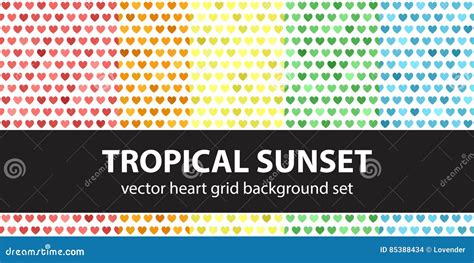 Heart Pattern Set Tropical Sunset Stock Vector Illustration Of Lovely