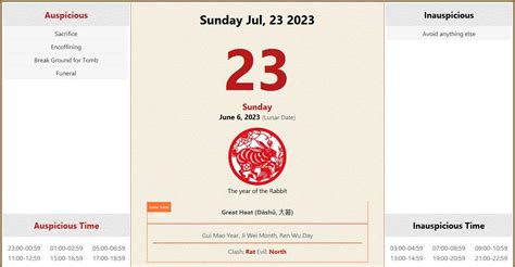 July 23 2023 Almanac Calendar Auspiciousinauspicious Events And Time