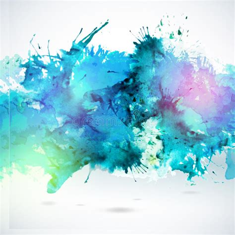 Sky Blue Centered Decorative Watercolor Background Stock Vector