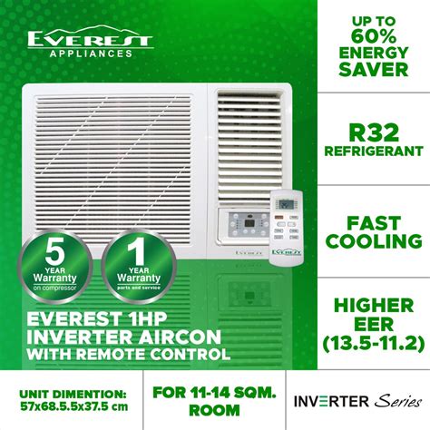 Everest 10 Hp Window Type Inverter Aircon With Remote Control