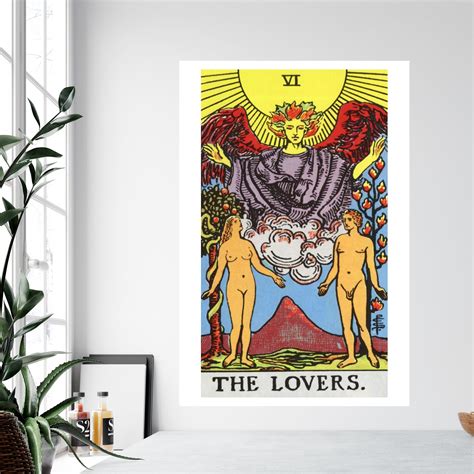 The Lovers Tarot Card Wall Art Print Rider Waite Tarot Card Etsy