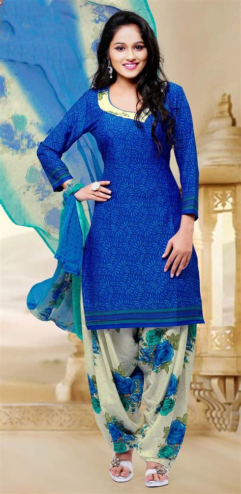 Blue Crepe Silk Patiala Suit 58797 Kurta Pajama Punjabi Punjabi Dress Punjabi Suits Salwar