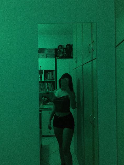 Green Mirror Selfie Mirrorselfie Night Aesthetic Mirror Selfie