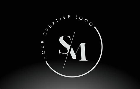 Design De Logotipo De Letra Sm Serif Branco Com Corte Cruzado Criativo