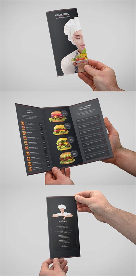 Bar Bistro Burger Menu And Restaurant Tri Fold Brochure Template Psd