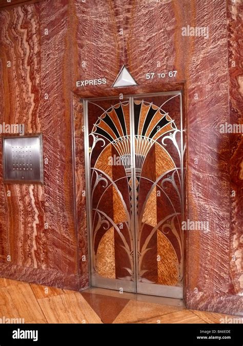 Usa New York City Chrysler Building Indoors Elevators Doors Skillfully