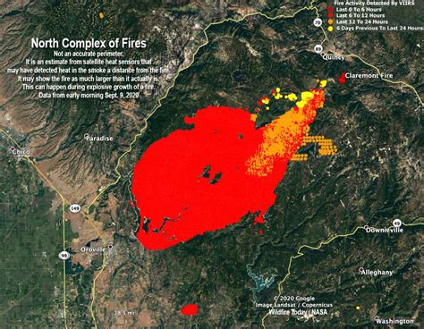 Nasa Fire Map 2020 North Complex Of Fires Estimated At A Quarter Of