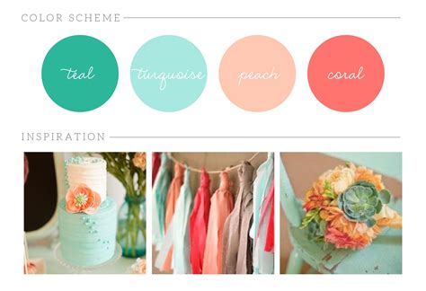 Wedding Color Inspiration Teal Turquoise Peach Coral Wedding