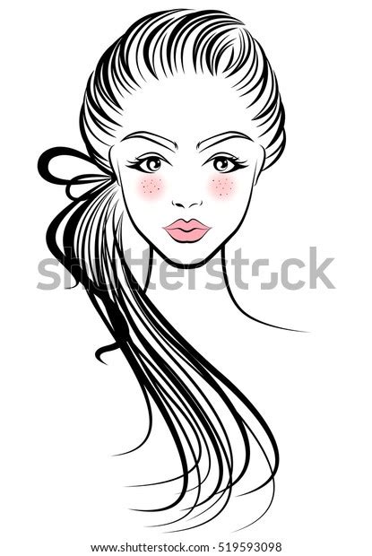 Illustration Women Ponytail Hair Style Icon Stock Vector Royalty Free