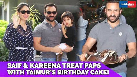 saif ali khan and kareena kapoor khan treat paparazzi with taimur s birthday cake youtube