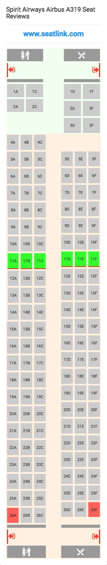 Spirit Airways Airbus A319 319 Seat Map Seating Charts Airbus