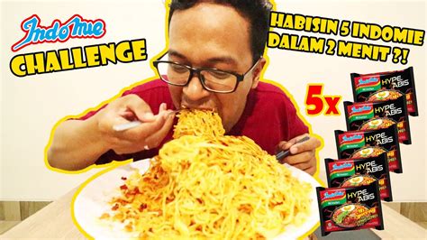 Tantangan Makan Mukbang 5 Indomie Goreng Ayam Geprek Challenge Habis