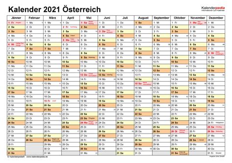 Jahreskalender 2021 Zum Ausdrucken Kostenlos Österreich Kalender