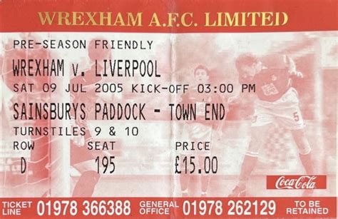 Matchdetails From Wrexham Liverpool Played On Saturday 9 July 2005