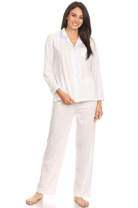 Womens Sleepwear Pajamas Woman Long Sleeve Button Down Set White Xxl Walmart Com